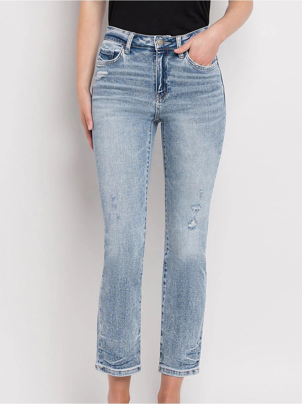 Flying Monkey High Rise Cropped Slim Straight Jeans size 32